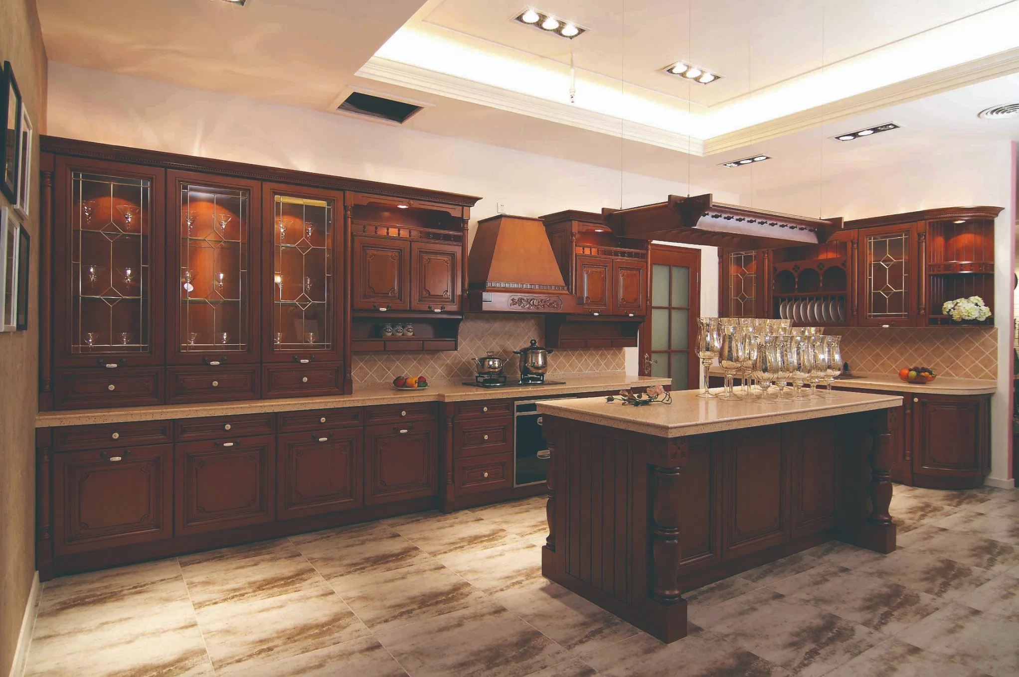 Moderno estilo Veneer Custom Madeira Kitchen Cabinet