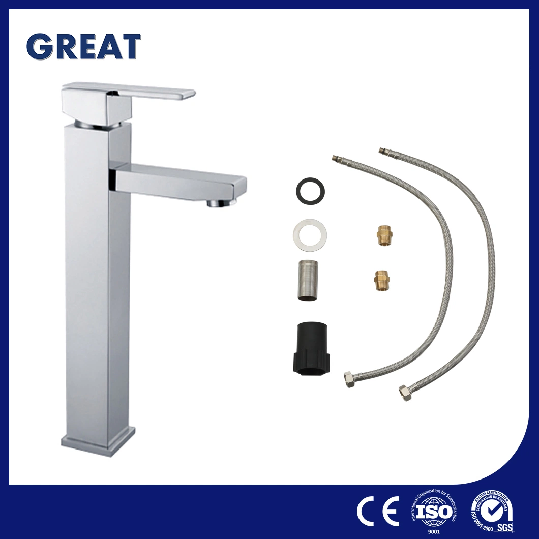 Great Bathroom 3-Hole Faucet Suppliers Utility Sink Faucets Gl311A30 Chrome High Single Lever Basin Faucet China Health Hot and Cold Water Tap for Wash Basin