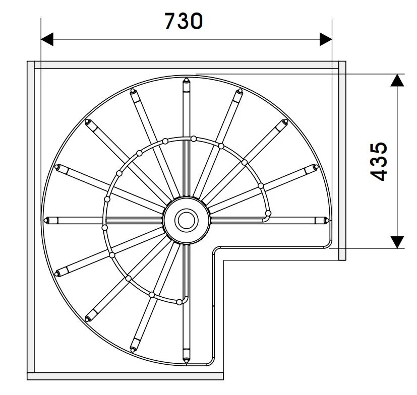 Panier rotatif à 3 niveaux pour armoire Accessoires de coin