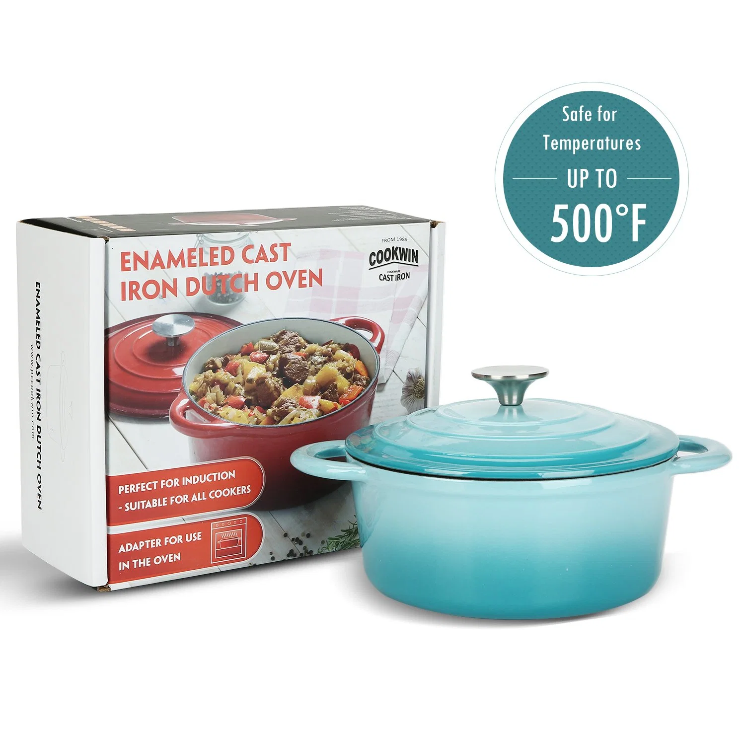 Vente en gros batterie de cuisine Enamel coloré rond 4,7qt four hollandais cuisine moulée Fer à vaisselle à deux oreilles