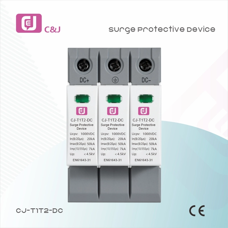 Cj-T1t2-DC 1500VDC 20-50ka Proteção contra descargas atmosféricas do SPD de dispositivos de proteção contra oscilações de energia