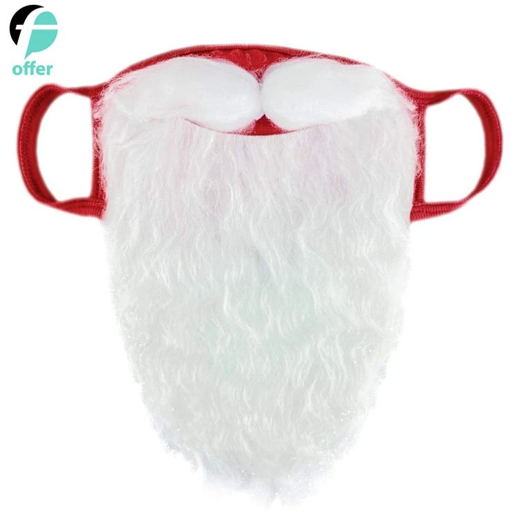 Face Mask & Hat Funny Bearded Holiday Santa Costume for Adults for Christmas