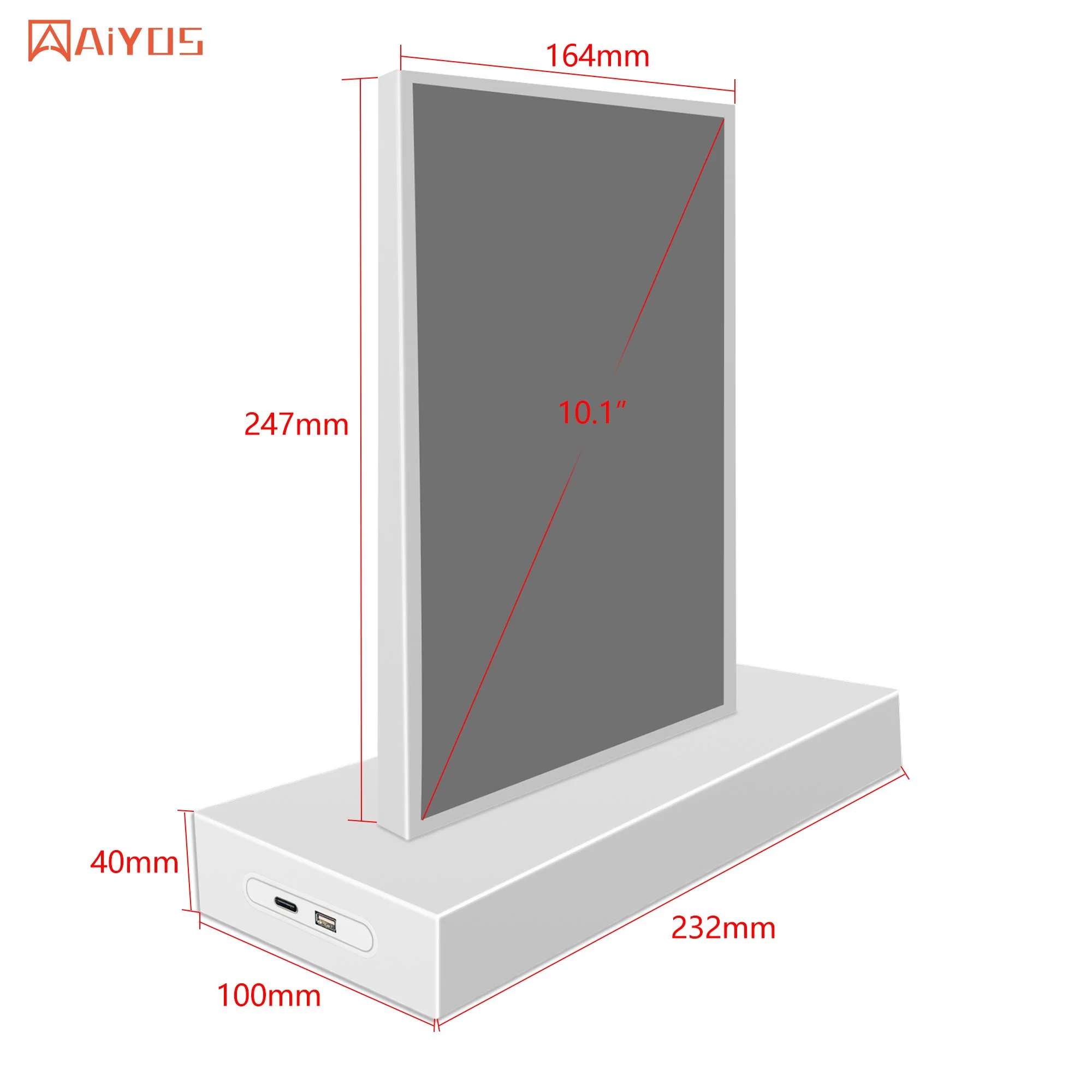 Nuevo producto de doble cara de 10,1 pulgadas con cargo Teléfono Moboile Android Pantalla de LCD Digital Signage Publicidad