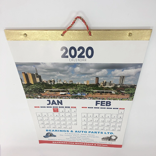 Wall Calendar Offset Print Company Gift Art Paper 2021 2022 Wall Calendar Printing with Hanging Rope