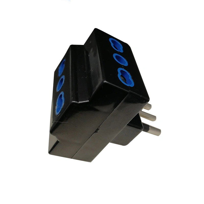 Italy Type 3 Way Adapter with 3 Round Pin Plug