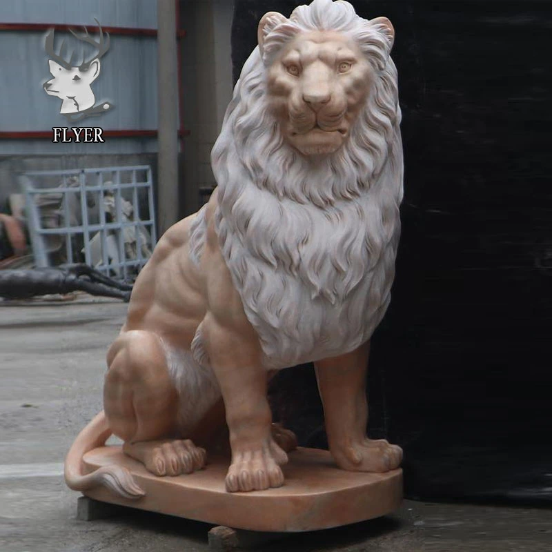 Gate Decorative Marble Lion Statue Natural Stone Entrance Pair of Marble Lions Sculpture for Sale