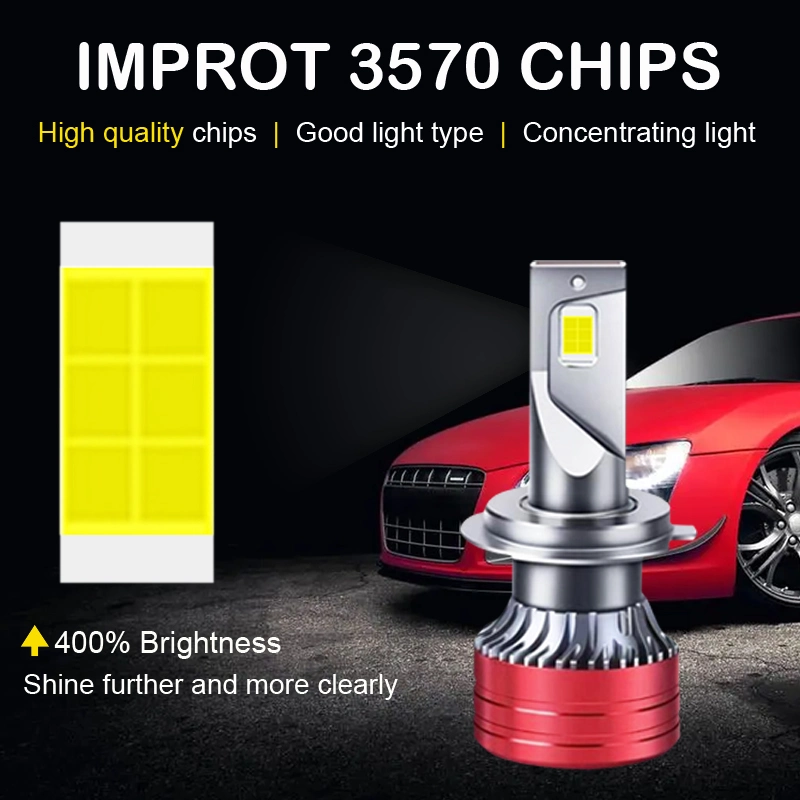 V13 White 6500K LED Headlamp H1 H4 H7 9005 9012 Car Work Light Csp 3570 Chip LED Lamp