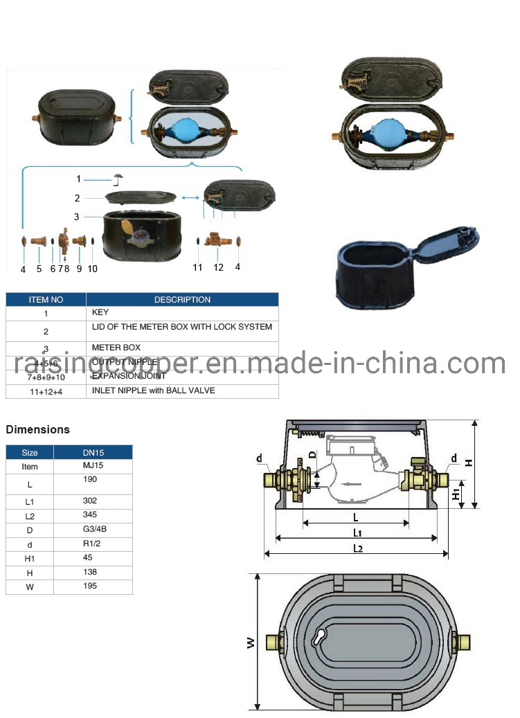 Brass Water Meter Ball Valve and Accessories for Water Meter Box