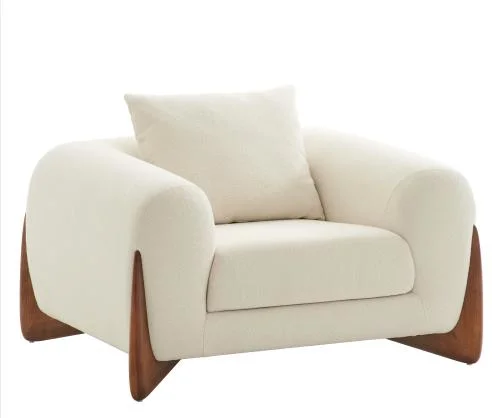 CS Home Factory Luxus Holz Stoff Wohnzimmer Möbel Single Sofa