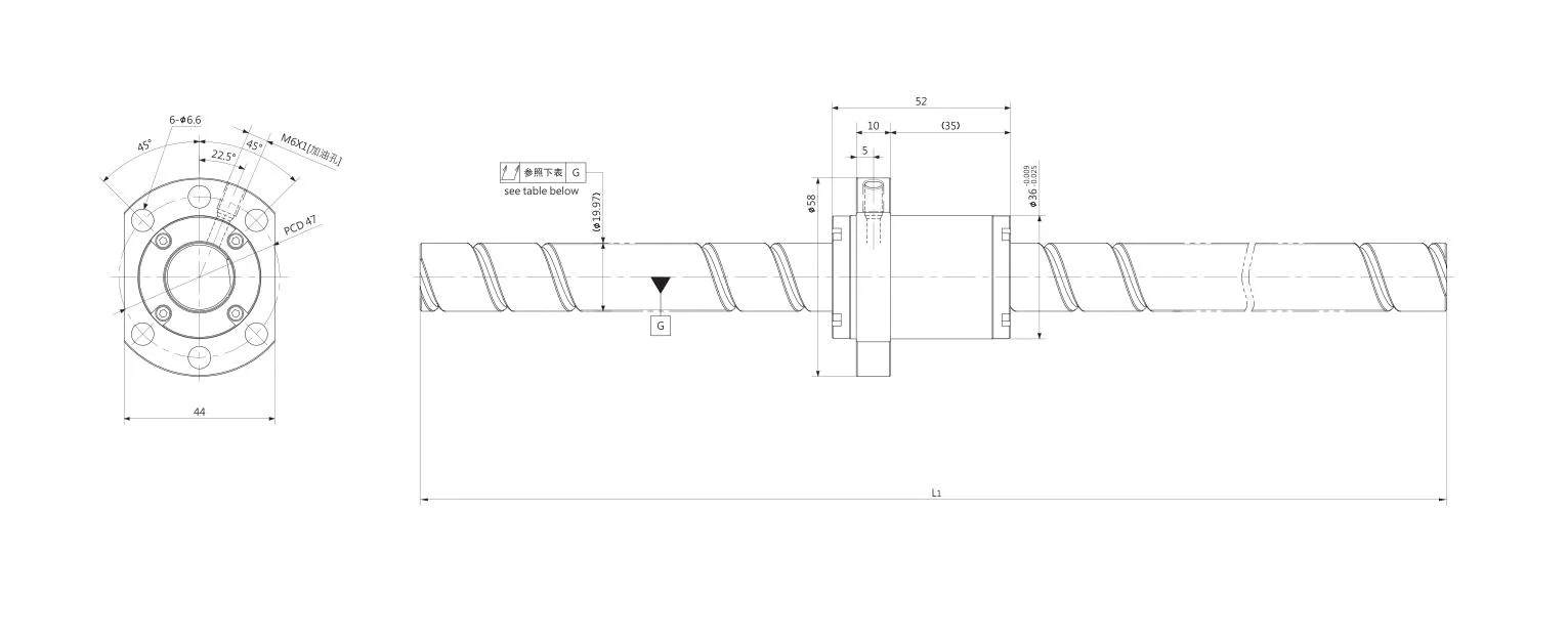 Kgg Milled Thread Rolled Ball Screw for CNC Lathe Equipment (GSR Series, Lead: 20mm, Shaft: 20mm)