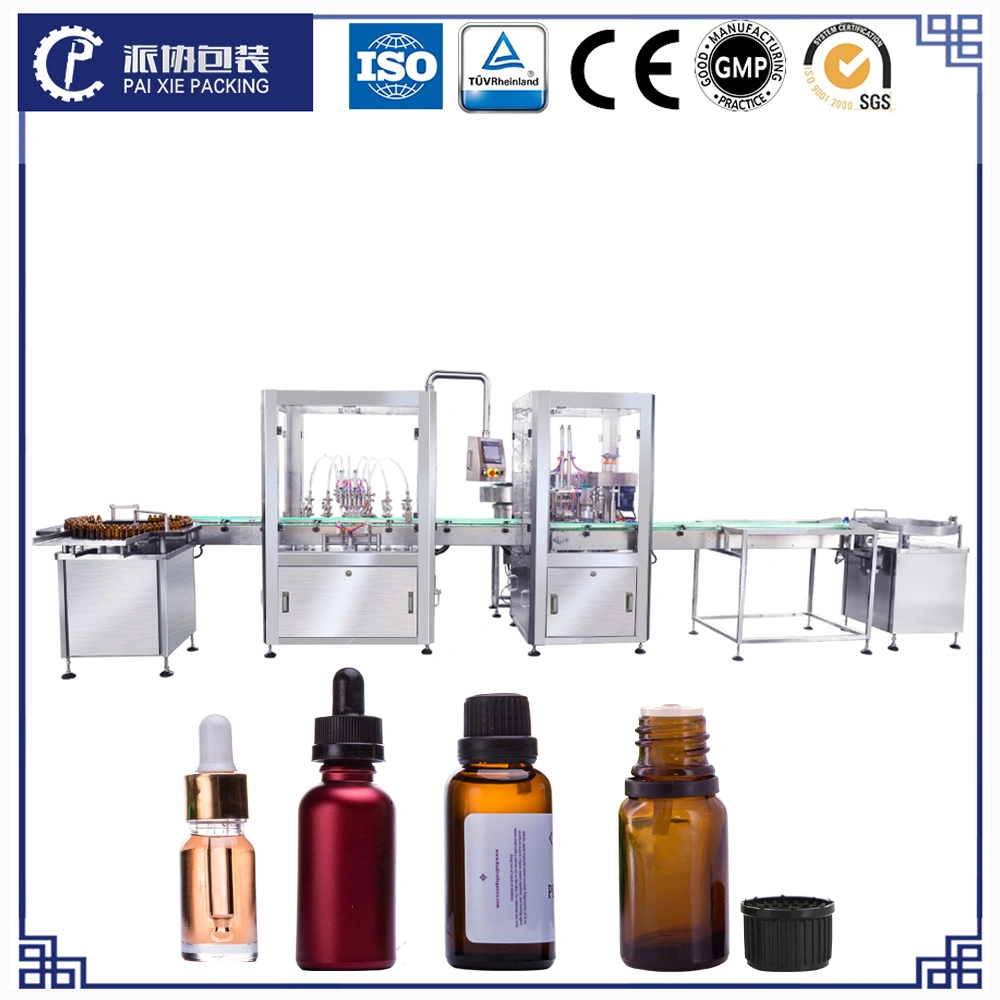 Automatic Dropper Glass Boston Bottle Body Skin Care Oil Coconut Oil Liquid Servo Driving Piston Filling Machine Packing Wrapping Machine