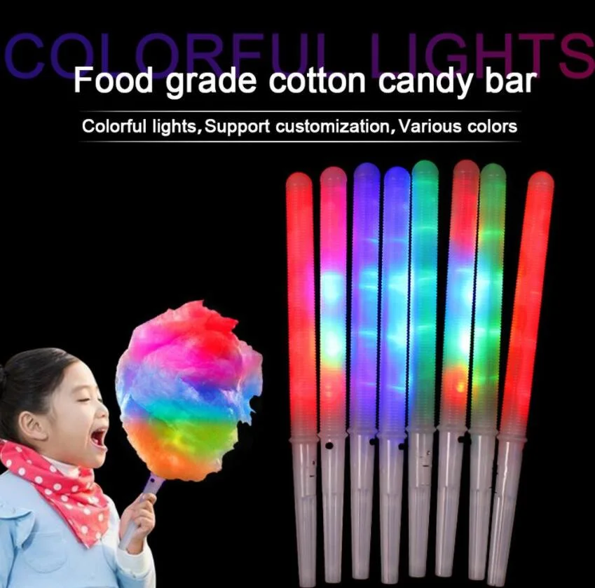 LED Cotton Candy Cones Colorful Glowing Marshmallow Sticks