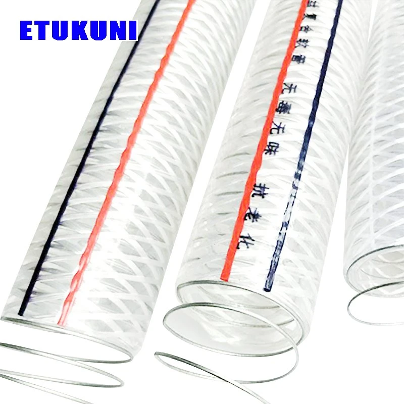 Tensile PVC Clear Spiral Steel Wire Polyester Reinforced Spring Transparent Duty Water Hose for Agriculture