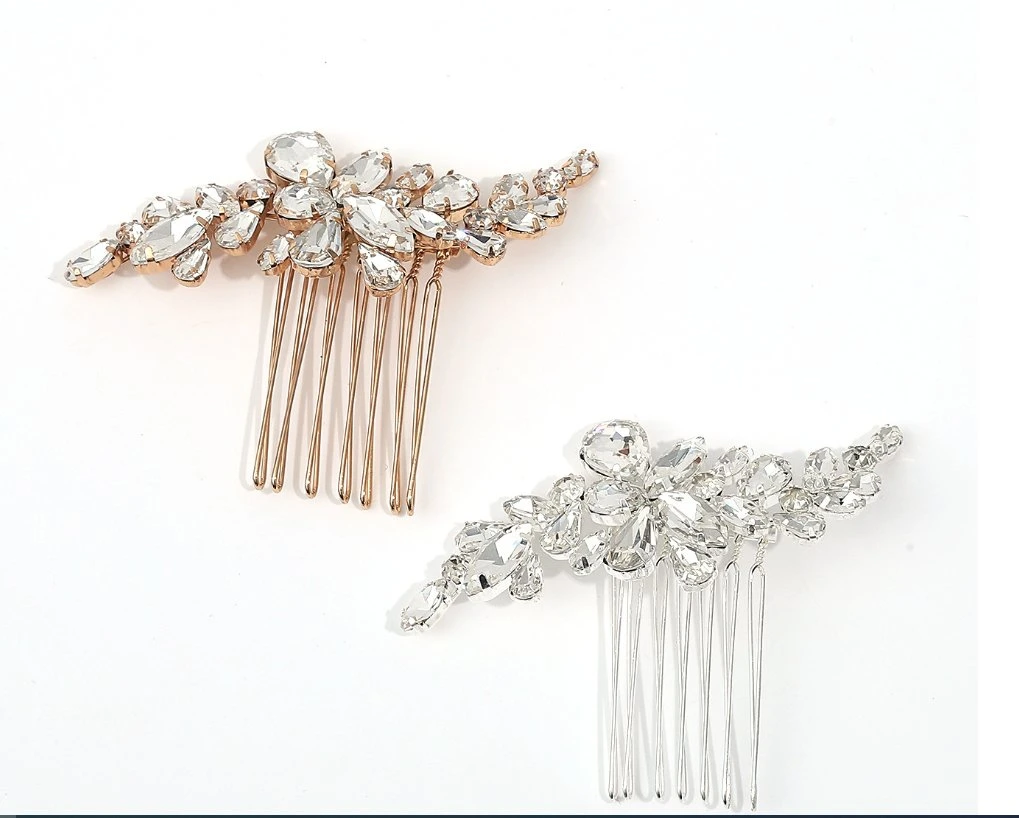 Silver and Gold Clear Rhinestone Hair Comb. Bridla Wedding Rhinestone Hair Comb Hair Accessories