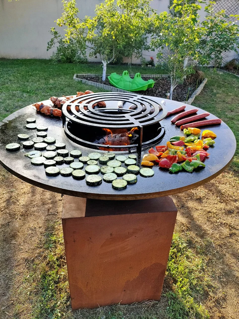 BBQ Brazier Charcoal Table Fire Pit Corten Steel BBQ Fire Bowl Table