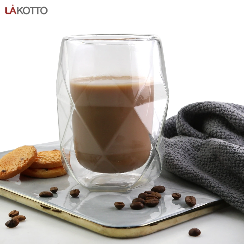 Haute en verre borosilicaté Lakotto double paroi en verre clair tasse de thé à la verrerie