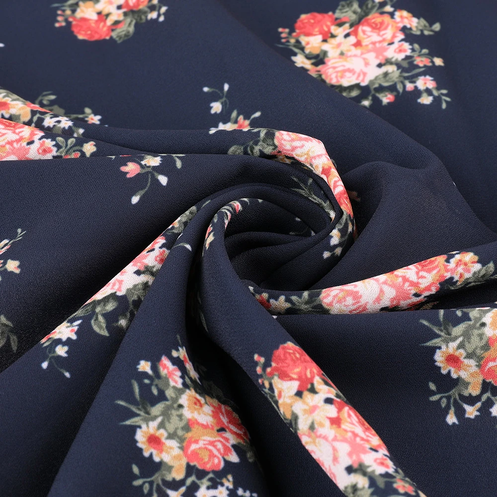 Hot Selling Fabric Textile Stock Polyester Printed Floral Chiffon Fabric