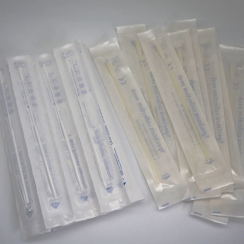Teste de antigénio do vírus garganta/nasofaríngeo flocado nylon estéril descartável Zaragatoas de colheita
