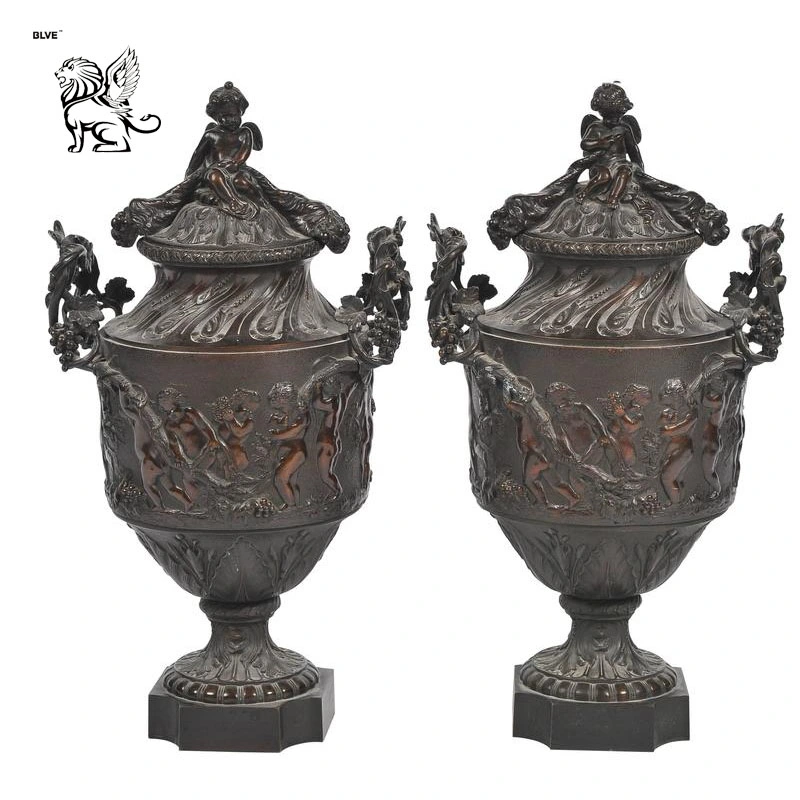 Высокое качество большого дома вилла с художественным оформлением литого металла бронзового старинные латунные букет ваза с детьми Bfc-027