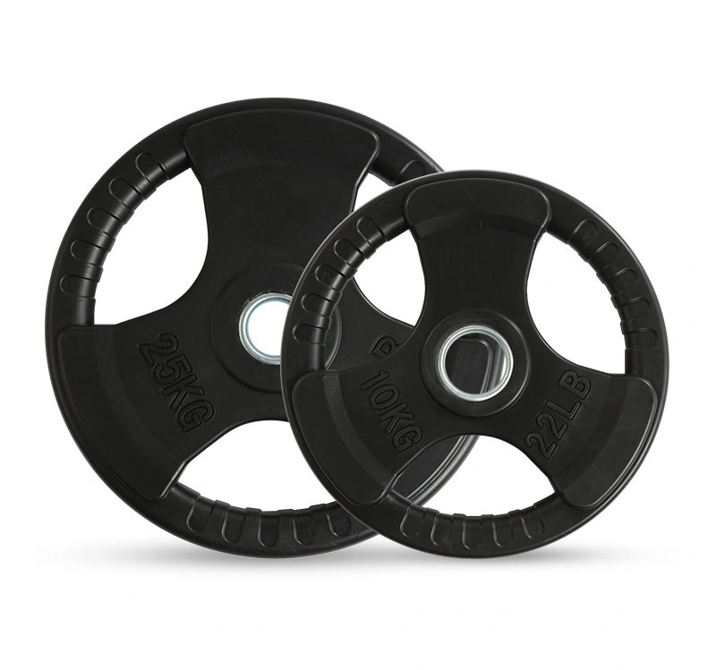 Tri-Grip Black Rubber Coated Olympic Weight Plate