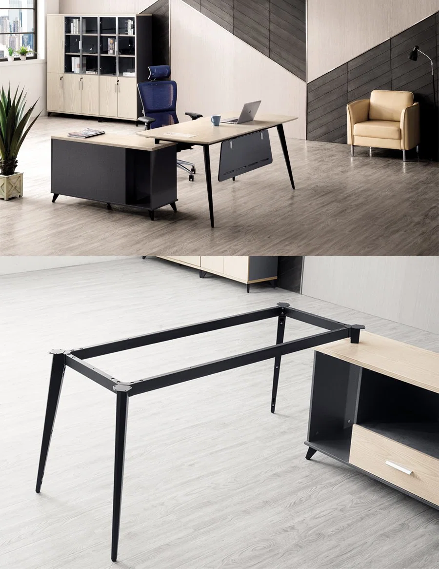 on Sale L Shape China Wholesale/Supplier Wooden Office Table Desk Modern Furniture with Metal Leg