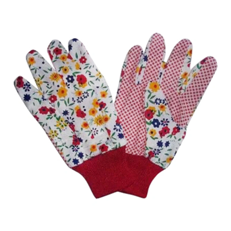 PVC Beaded Garden Work Printing Wide Mouth Thickening Protective Cut-Resistant Labor Gloves