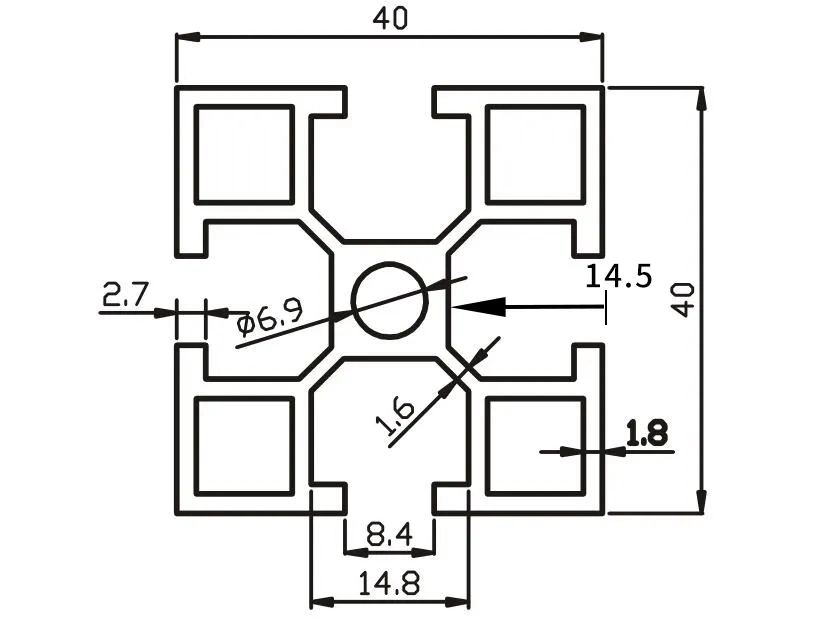 National Standard 4040 Holz Korn Aluminiumlegierung Profil Blumenständer Materialrahmen