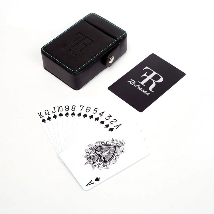 Luxury Wooden PU Leather Box Playing Card with Pen and Notebook