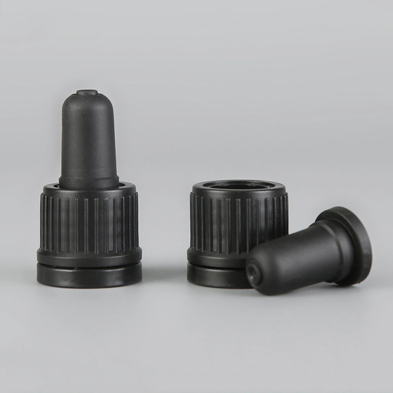 18/415 Black Plastic Tamper Evident Screw Lid Caps for Essential Oil Glass Bottle