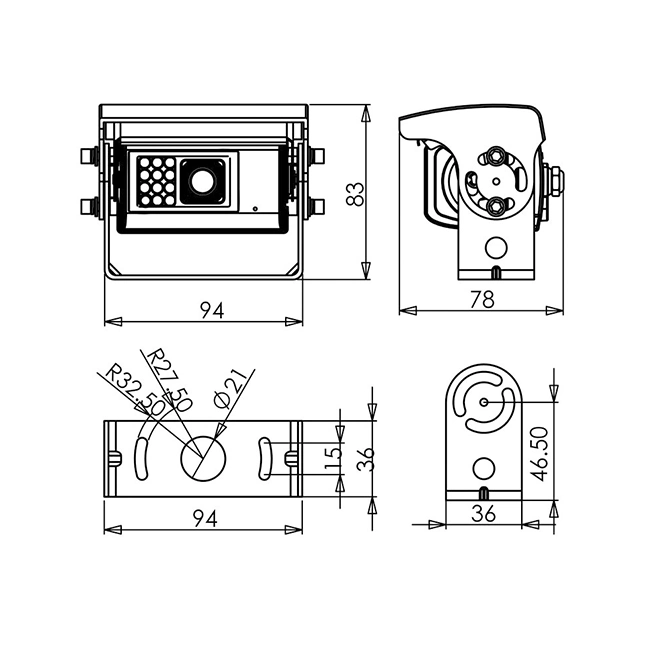 HD cámara de visión trasera con el Auto del obturador y resistente al agua IP69K