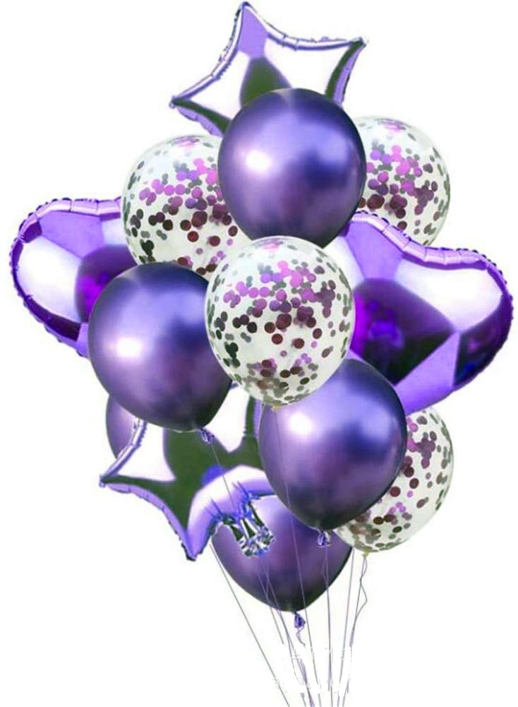 14 peças de látex Confetti Balloons com folha para decorações para festas Wbb14502