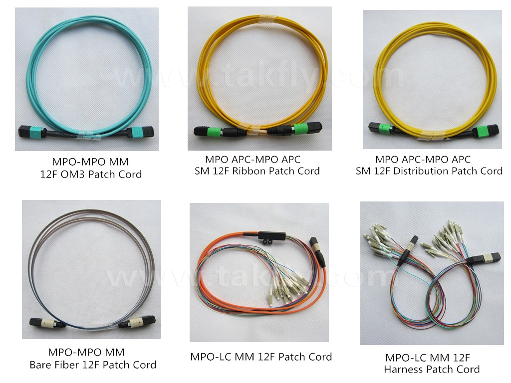 Derivación de MPO- LC Sm mazos de cable de conexi n MPO con 8/12/24 Core opcional