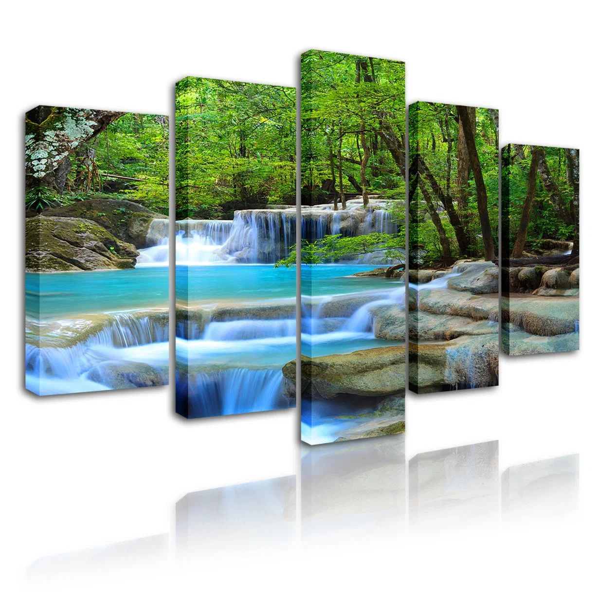 High quality/High cost performance  Custom Wall HD Print on Canvas with 5 Pieces