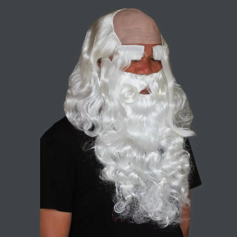 New Fashion Santa Claus White Wig Beard Set for Men Costume Christmas Cosplay Wigs