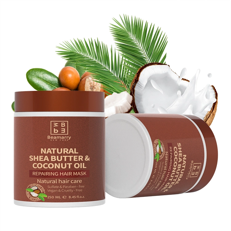 Produit de soin naturel sans sulfate pour cheveux de fines herbes 250 ml humidité cheveux Treament beurre de karité et huile de noix de coco masque lisse pour Utilisation quotidienne