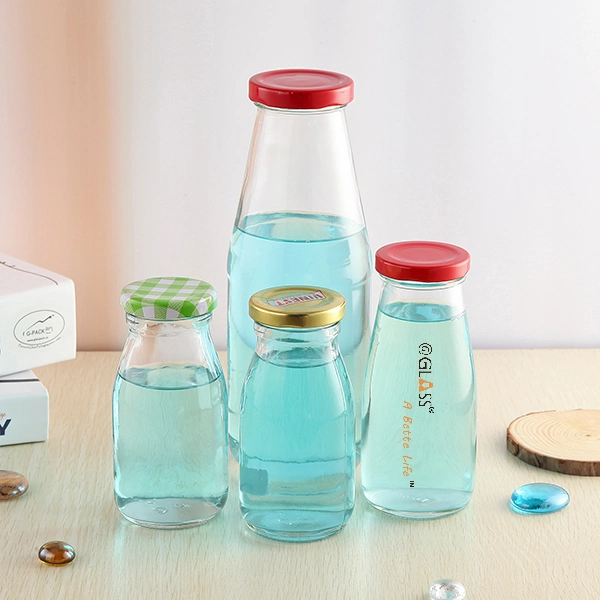 Reusable Juice Glass Bottles Coffee Milk Glass Container with Lug Cap Beverage Bottle Design