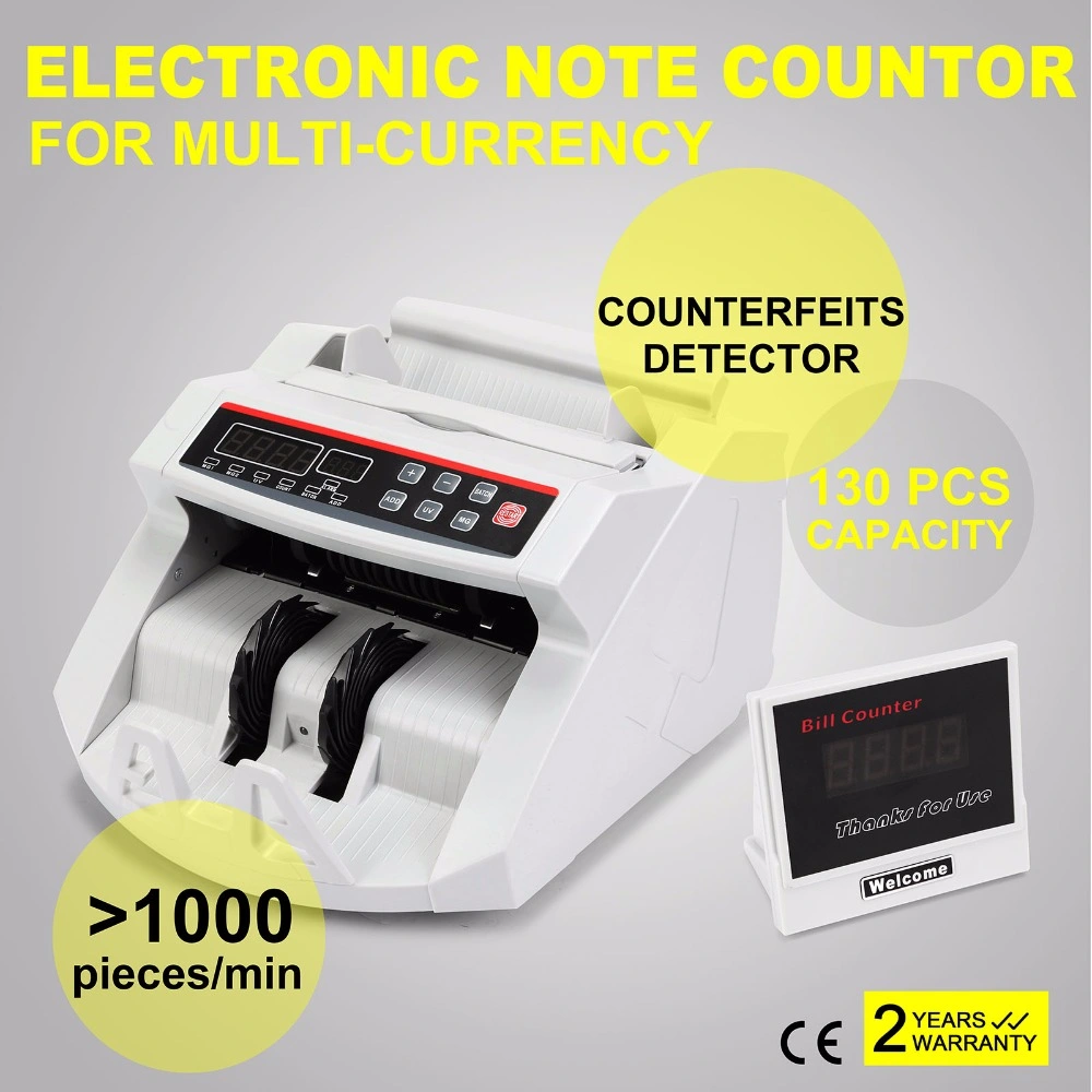 UV/Mg Intelligent Money Counter Euro/USD/Cny Currency Money Detector, Currency Detector with Counting, Counter, Money Counter, Detector, Banknote Counter