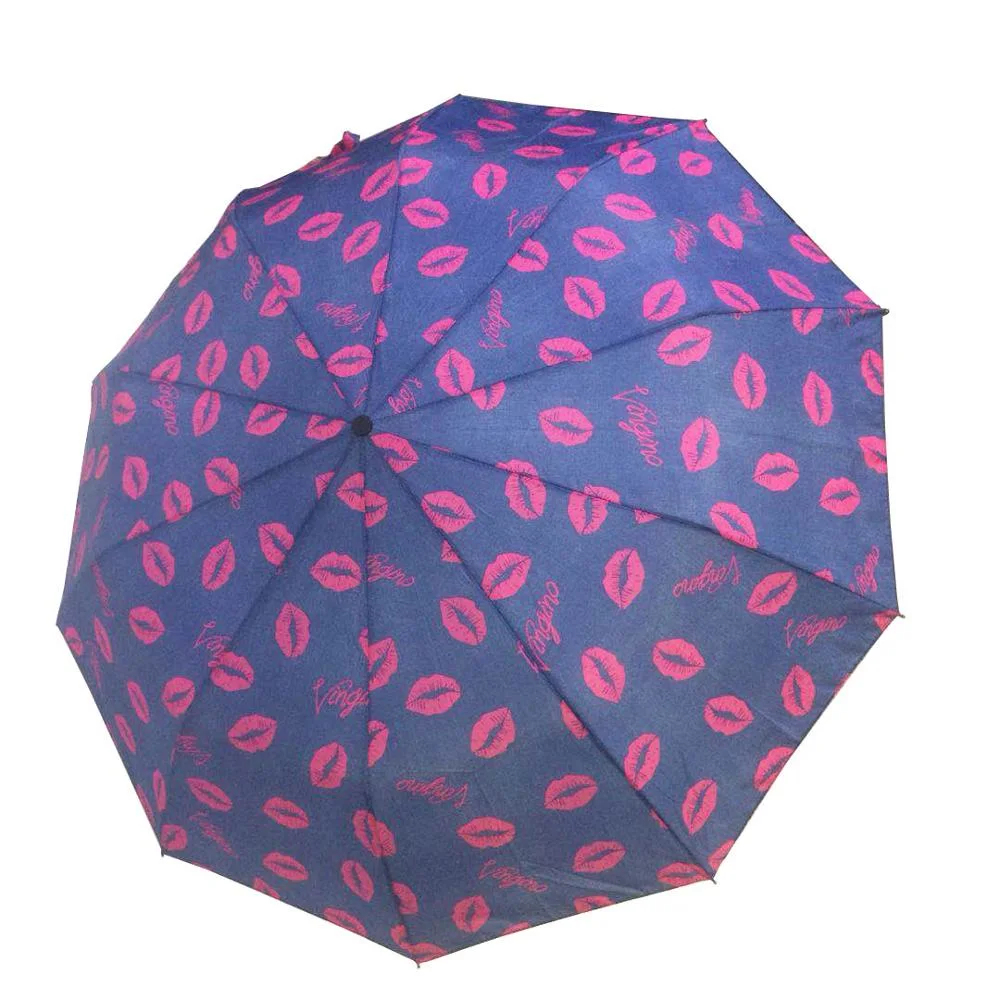 Lips Sun Umbrella Ladies Simple Solid Color Folding Umbrellas Rain Dual-Use Small Fresh