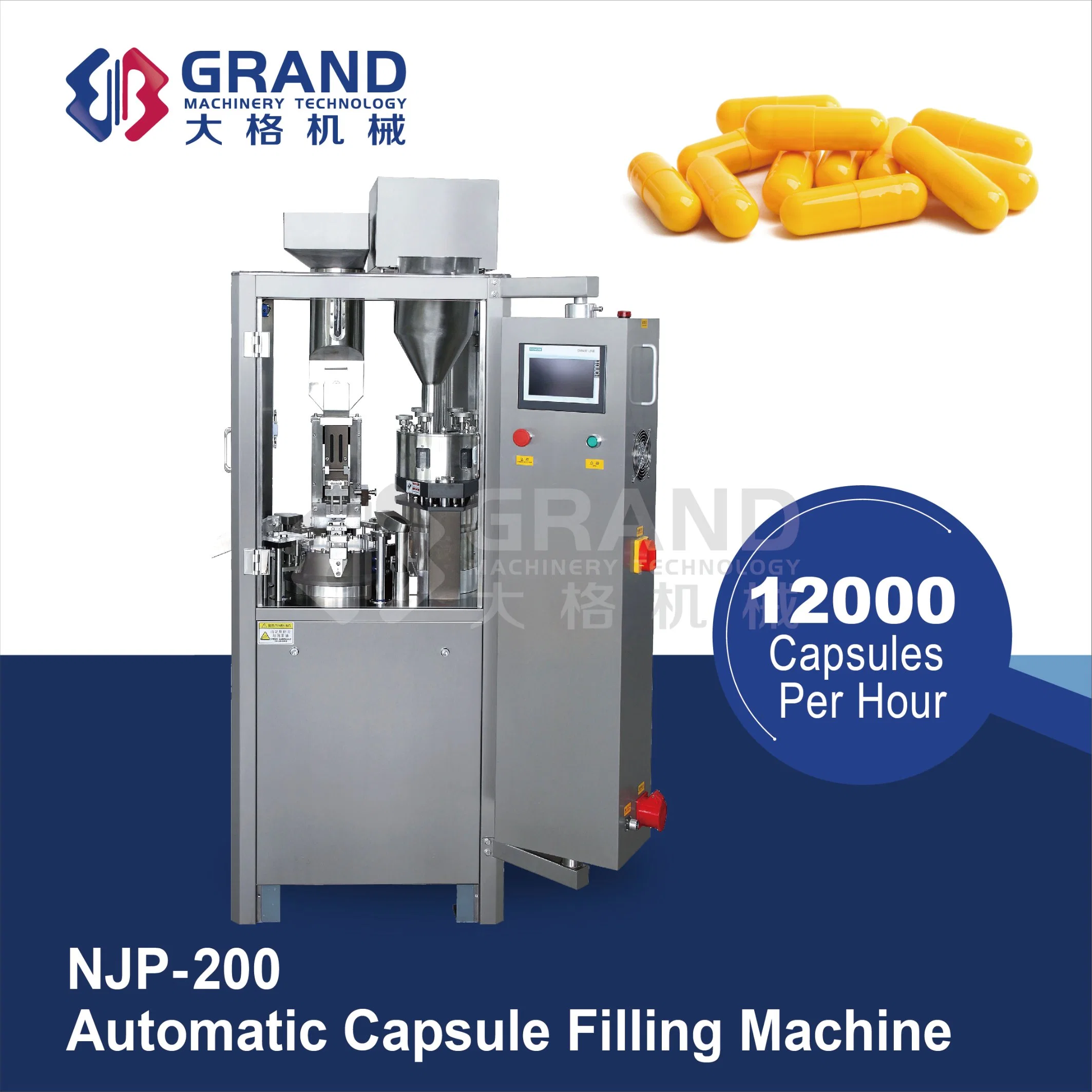 New Design Fully Automatic Pharmaceutical Pellet/Powder/Granule/Gelatin/Empty Hard Capsule Filling Machine Equipment Njp-200