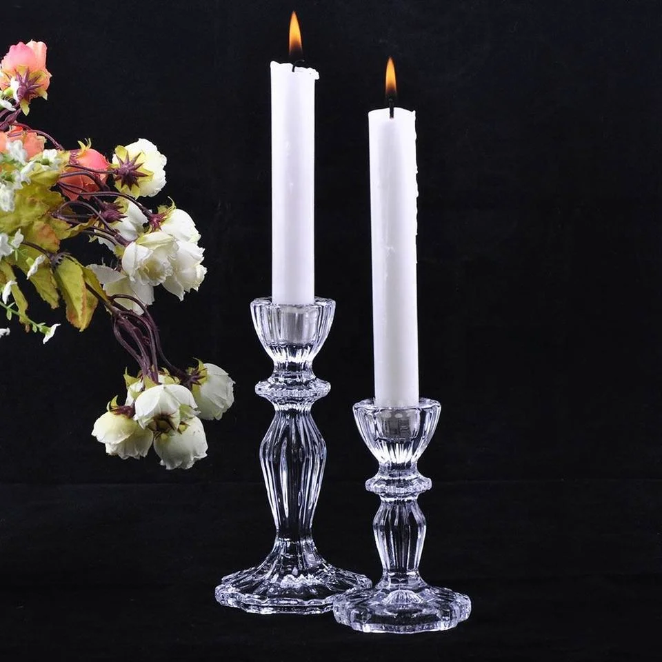 Classic Home Decor Striped Elegant Tapered Glass Candle Holder