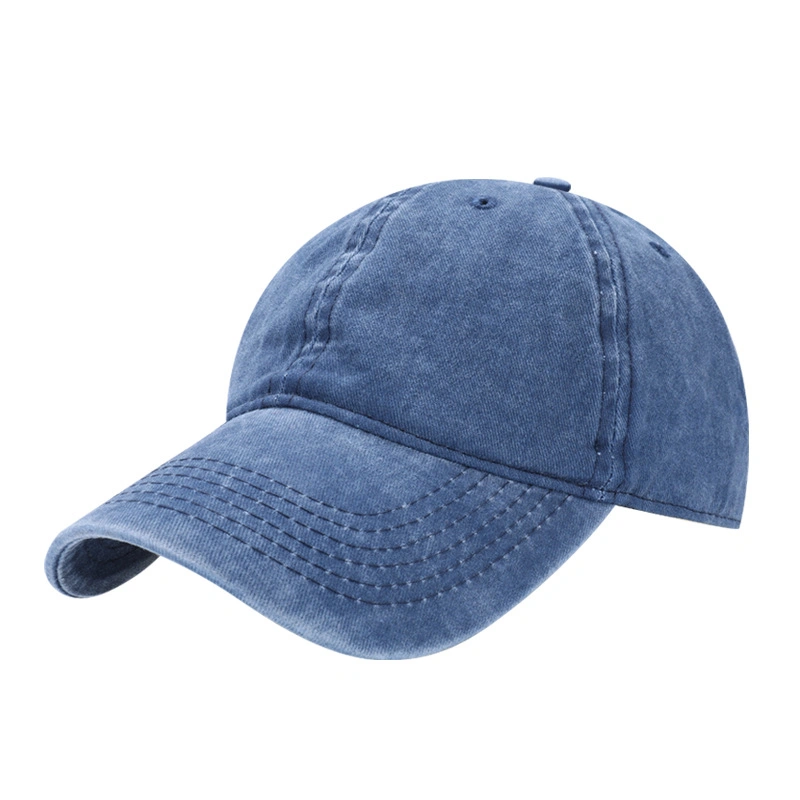 High Quality Personalized Custom Logo Materials Washed Distressed 100% Cotton Denim 6 Panel Embroidered Dad Hat Sports Baseball Cap