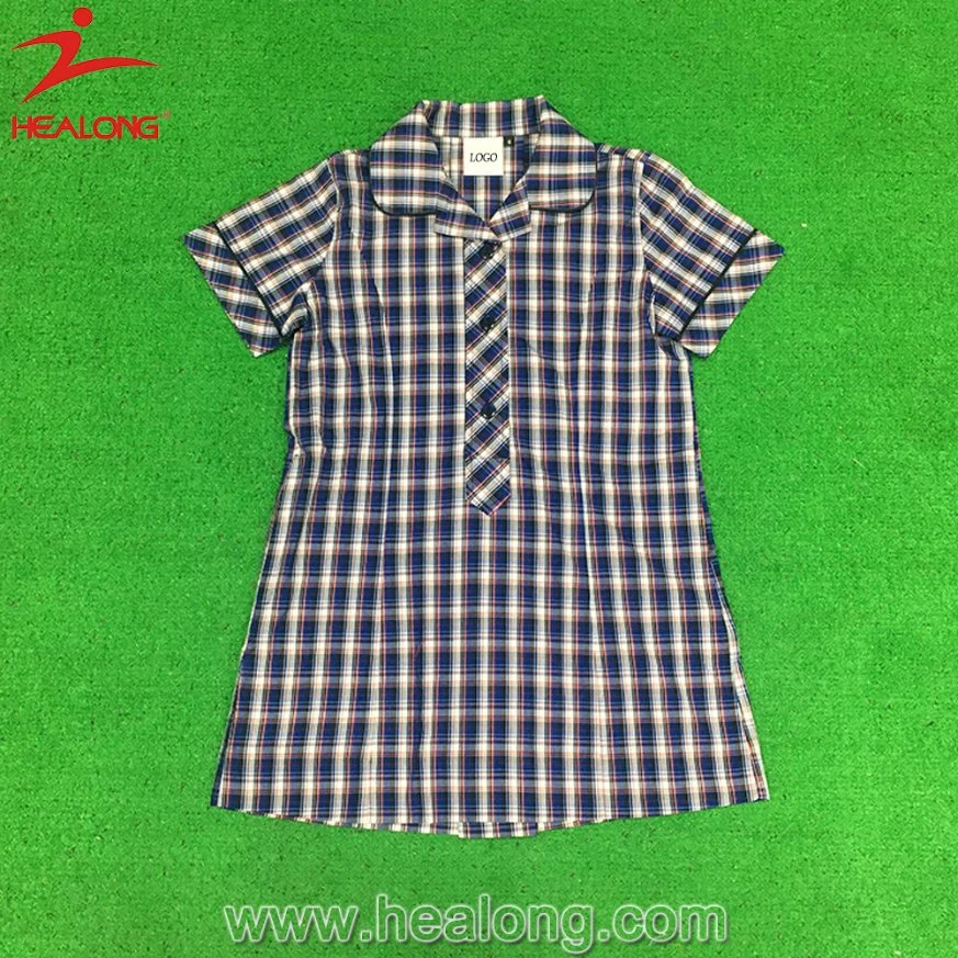 China Hot Sale Wholesale Shirts Plaid Collect Slim Fit Tee Shirt for Girl