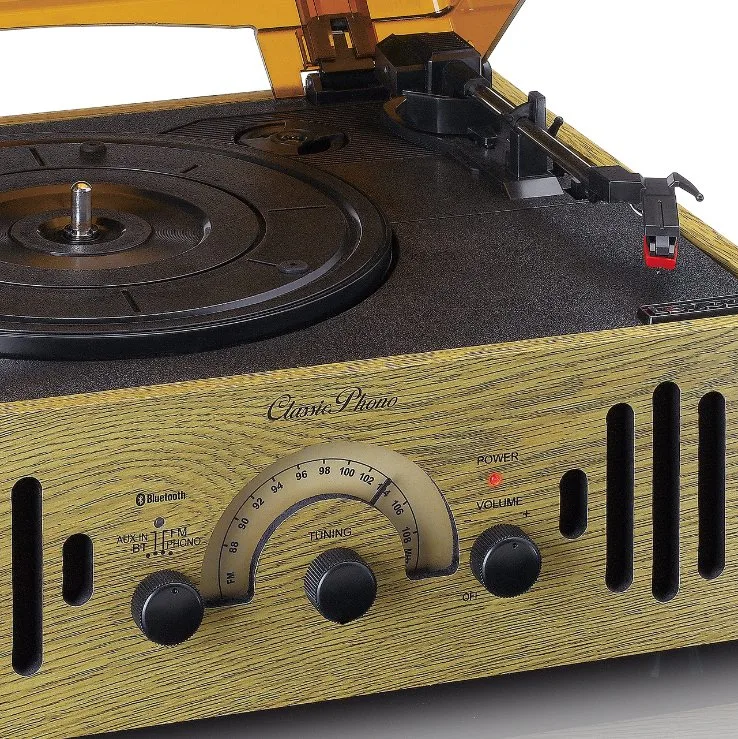 Retro Turntable Player MDF Wooden Case Wrapped with PVC