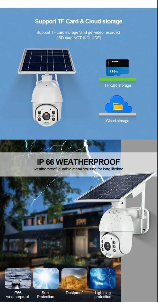 Rechargeable Battery Solar-Powered Outdoor 4G SIM Card Video Security Camera