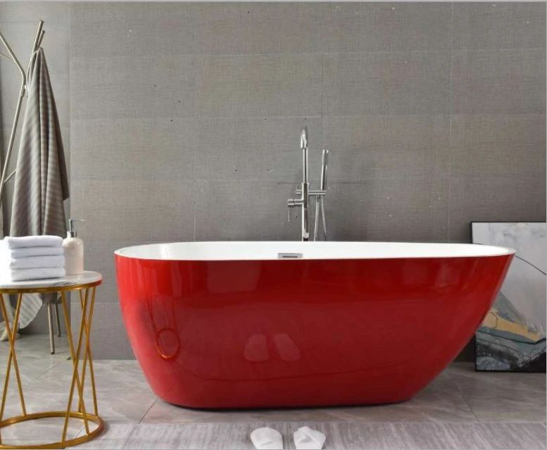 Economy Style Colorful Surface Whirlpool Acrylic Freestanding Bathtub