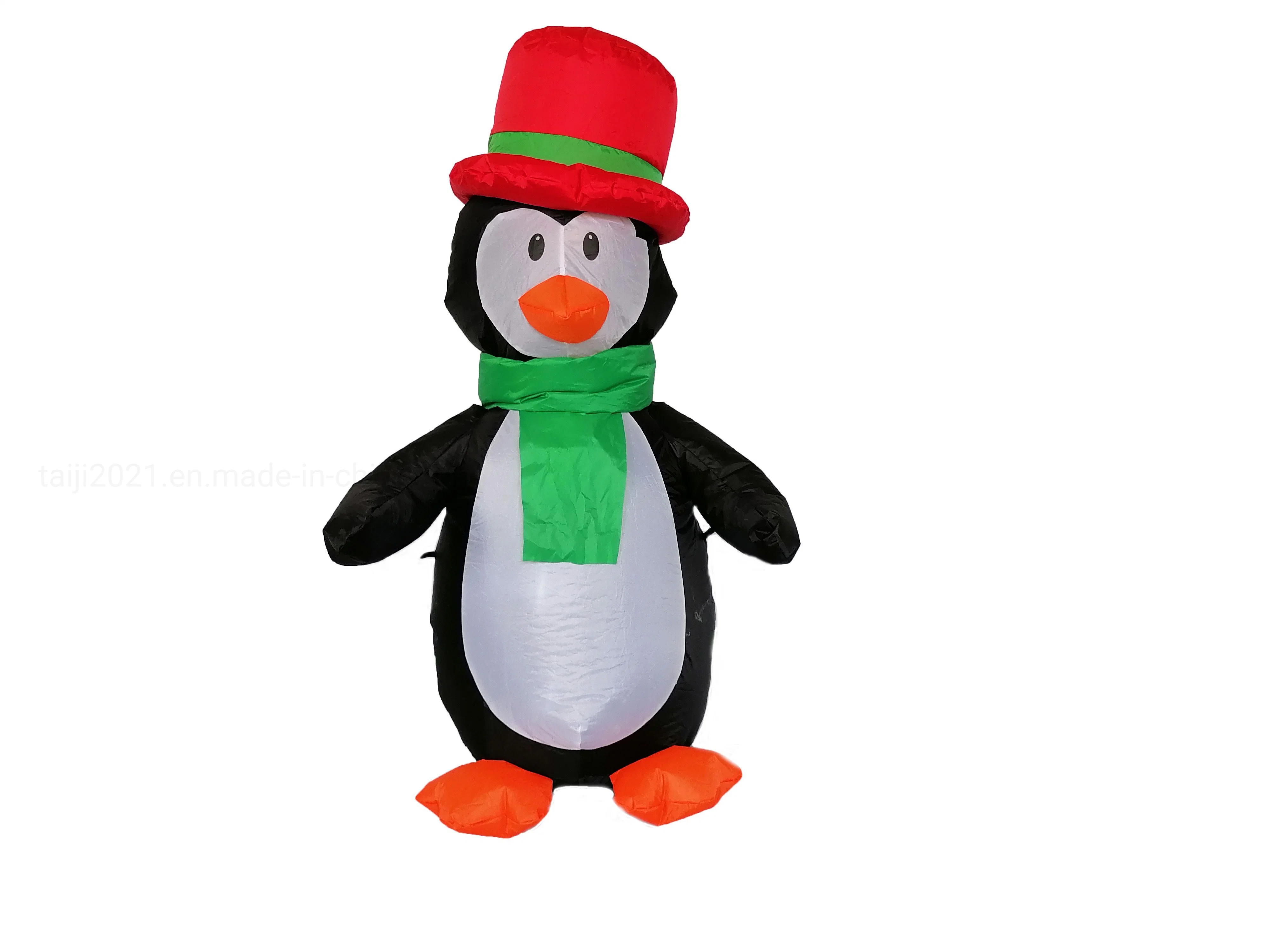 4FT Christmas Penguin with Gentleman Hat Inflatable Indoor Outdoor LED Yard Decoration
