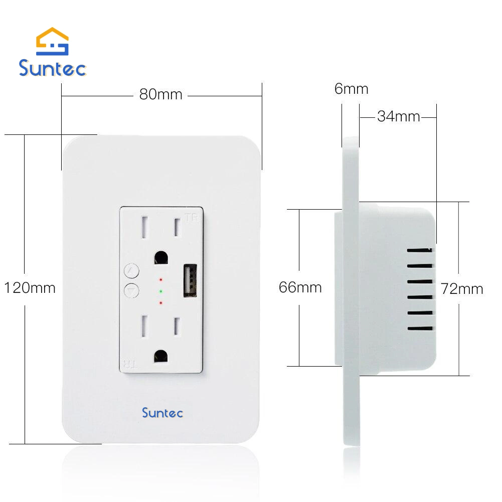 WiFi Smart Electrical Wall Switch USB Socket with 2 USB Plug Outlet