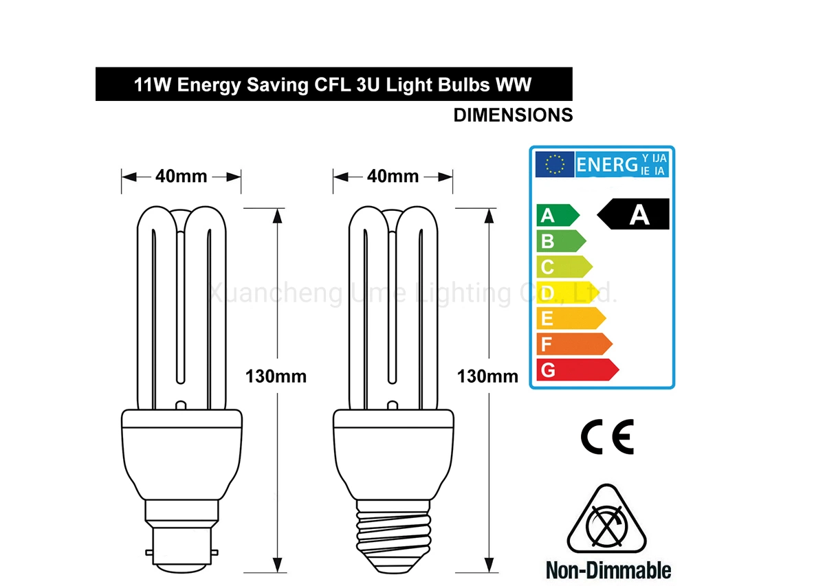 Cheap Price Free Sample 2u 3u 4u 6u CFL, Energy Saving Lighting Bulb- 11watt Compact Fluorescent Lamp 15W Lamp Light Bulbs