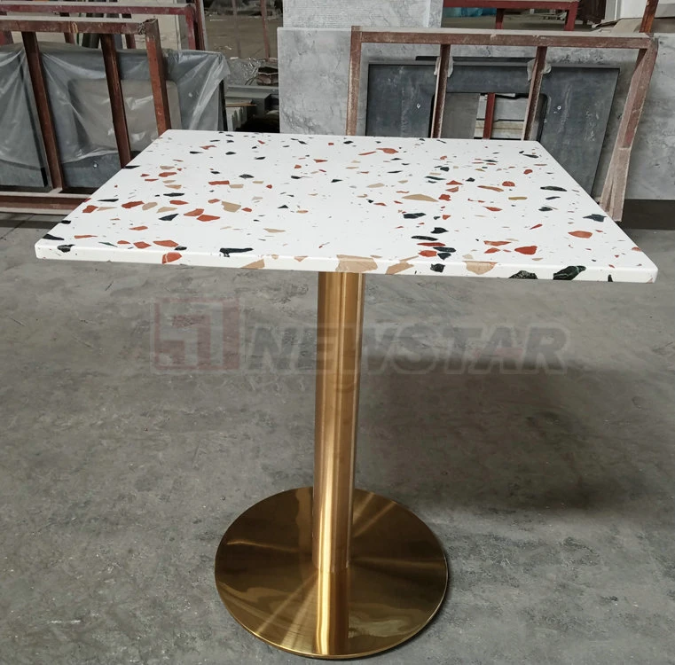 Square Round Gold Stainless Steel Dining Table Restaurant Cafe Chrome Dining Table