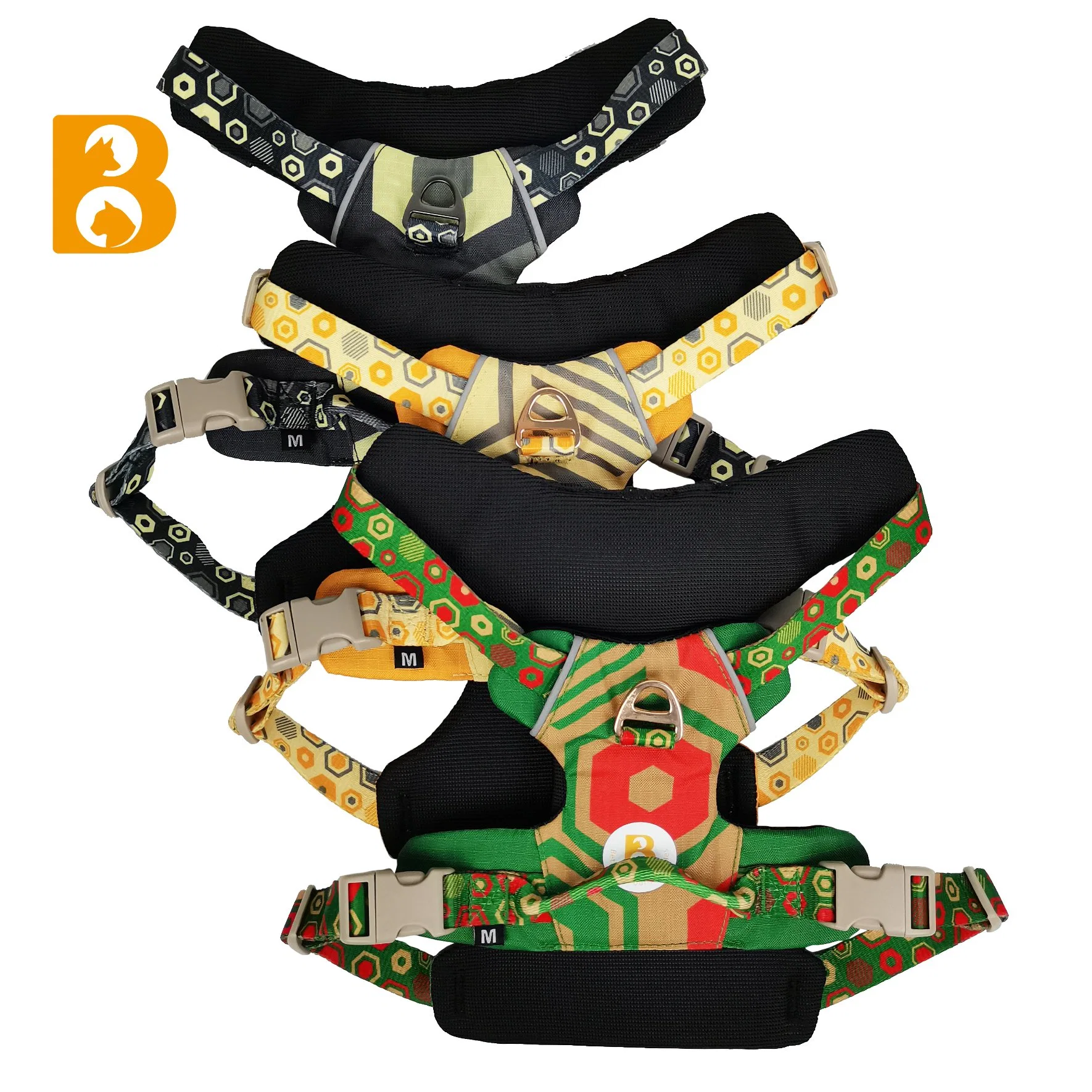 300d Waterproof Polyester Printed Green Fashion Pet Dog Harness